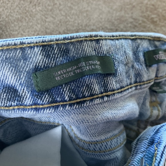 Wild Fable Jeans Womens Sz 2 Graffiti Print Super High Rise Straight Button Fly - Picture 3 of 7